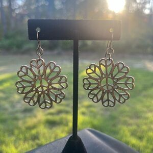 Lucky Brand Gold Tone Peace Mandala Cutout Dangle Earrings
